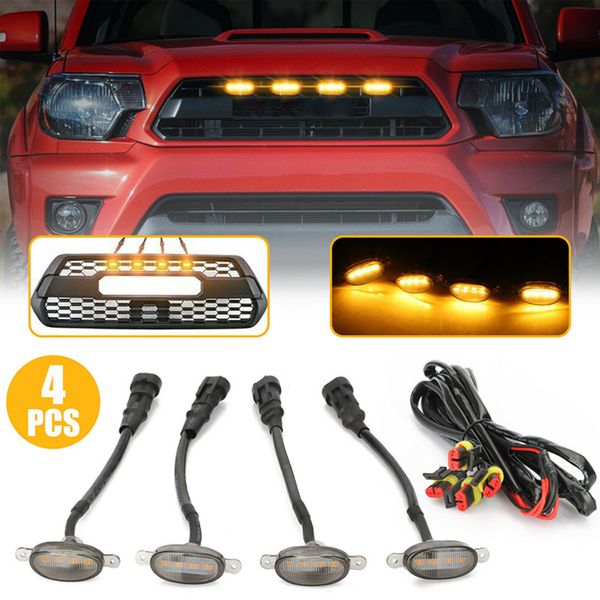 4 Uds. Luz LED de rejilla delantera para coche, luz impermeable para capó, luces de circulación diurna universales para vehículos para Ford F150 2010-2014 Raptor F350