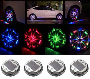 4 stks Auto RGB Wiel Licht 4 Modi 12 LED RGB Auto Auto Zonne-energie Flash Wiel Band Licht Lamp Decor Auto Cover Styling4203585