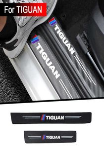 Plaque de seuil en Fiber de cuir et de carbone pour porte de voiture, 4 pièces, autocollant pour Tiguan mk2 2016 2017 2018 2019 2020, accessoires 5136271