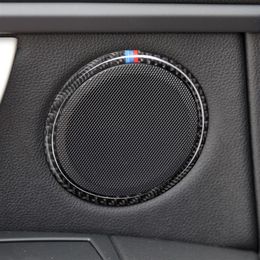 4 pièces style de voiture en Fiber de carbone porte de voiture haut-parleur anneau garniture intérieure autocollant pour BMW F30 320i 325i F34 3GT série 3 accessoires250a