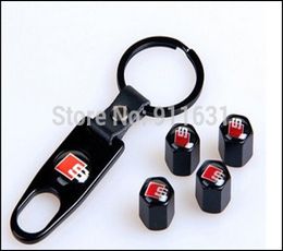 4pcs Couverture de pneu de voiture Capes de roue de voiture Téleuse clés de chaîne de porte-clés Black Rouge Coloraire de pneu Car Caps de soupape