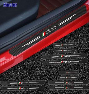 4pcs Carbon Fibre Car Don Doar Sills Guards Autocollant pour Fiat Panda 500 500X 500L TIPO PUNTO5533294