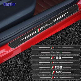 Autocollant de porte de voiture en Fiber de carbone 4 pièces pour Alfa Romeo Giulia Giulietta 159 156 MITO Stelvio 147 Sportiva Auto Accessories305H