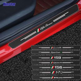 4PCS Koolstofvezel Auto -deursticker voor Alfa Romeo Giulia Giulietta 159 156 Mito Stelvio 147 Sportiva Auto Accessories264W