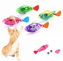 4pcs kat interactief elektrisch vis speelgoedwater voor binnenspelen zwemmen en hond met LED -licht Pet S 2201108749081
