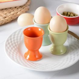 4 Uds. Portavasos de cerámica para huevos, vasos creativos de Color caramelo para servir en la cocina, soporte para huevos, taza para desayuno, banquete, suministros de huevos 240106
