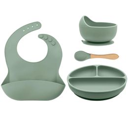 4pcs vaisselle pour enfants ensemble vaisselle pour bébé assiette bol avec ventouse bavoir étanche pour né cuillère silicone alimentation bébé articles 231229