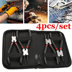 4PCS Circlip Plier Set Neuspier Staight gebogen binnenste buitenste staight gebogen plier 7 '' Lange houdbare snapring remover handgereedschap