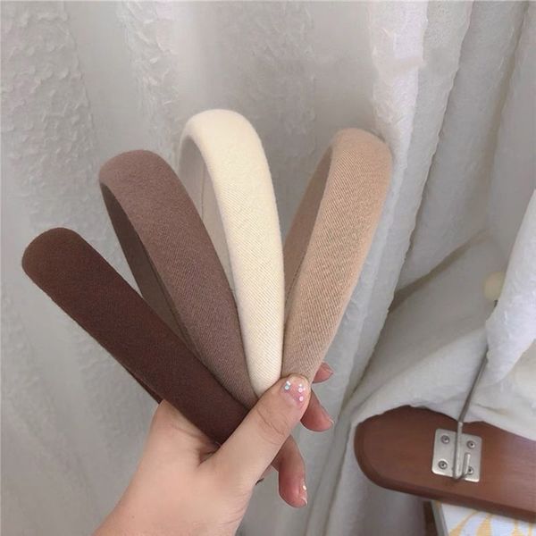 4 pcs Café Couleurs Femmes Bandeau Solide Velours Lunette Filles Vintage Bandes De Cheveux Doux Bandeau Chapeaux Caoutchoucs Élastique Cheveux Accessoires 220309