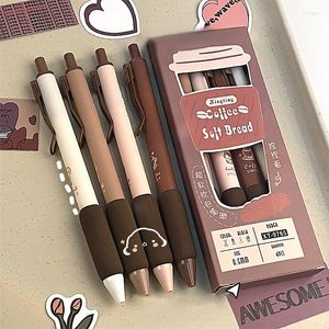 4pcs Coffee Soft Bread Gel Pen Set 0.5mm Black Color Ink For Writing Office School Stationery Supplies