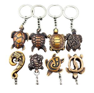 4pcs Cool Hawaiian Surf Sea Turtles Keyrings Imitation Yak Os Bone Cute Tortoise Keches Clé Clés pour hommes Femmes 039 Cadeaux K5645523