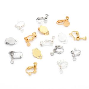 4PCS koper oorrang clip clasp bevindingen goud/zilver/rhodium vergulde oorbel haakbasis voor doe -het -zelf oorrang sieraden maken accessoires maken