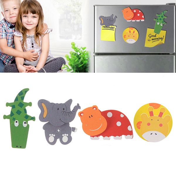 4 pièces mignon bébé enfants en bois dessin animé Animal réfrigérateur aimant Clips enfant jouets éducatifs ensemble réfrigérateur autocollants