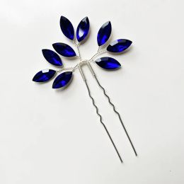 4 stks donkerblauw kristal vrouwen haarspelden sieraden accessoires bruidshoofd ornament sticks bruids tiara decoratie