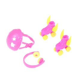 4PCS Decorative Roller Skate Fancy Doll Shoes headset helmet For Kids