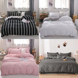 4pcs couettes de lit design ensembles de literie ensemble de literie en fibre de polyester brève plante taie d'oreiller housse de couette ensembles confortable blanke223I