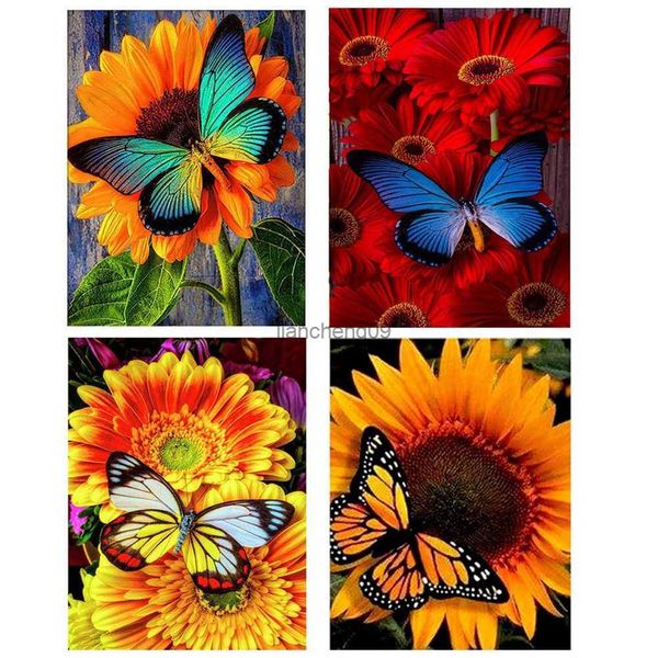 4 Uds DIY completo taladro redondo diamante pintura punto de cruz artesanía Kits hogar Mural arte decoración pintura girasol L230620