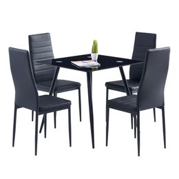 4pcs Elegant Assemblé Assemblé Texture Texture Haut Chaises de restauration Black