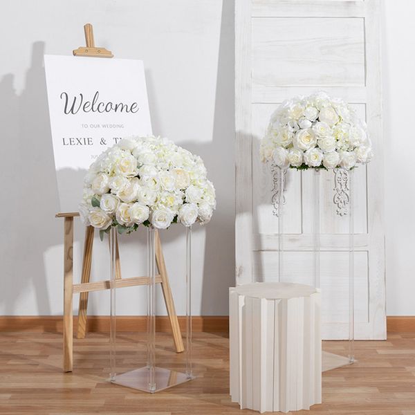 4 Uds. Bola de beso de flores artificiales de Hortensia de rosa blanca de estilo europeo para centros de mesa de boda accesorios de diseño de sitio de fiesta