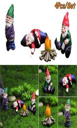 4pcs jardín de hadas de hadas gnomos borrachos de adornos en miniatura establecido mini estatuas de hoguera enana para plantador accesorios de decoración de la planta de flores 2109086505453