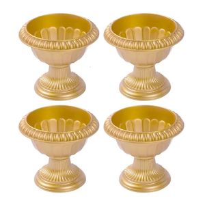 4 stuks bloempot gouden vaas urn bloempotten buiten kleine plantenbak bruiloft trompet standaard pijler Europese bruiloft pijler bloempot 240311