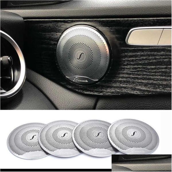 4 pièces pour Benz voiture O haut-parleur porte haut-parleur garniture er-c classe W205/Glc classe E en acier inoxydable livraison directe Dhfca