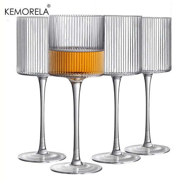 4pcs lignes verticales françaises verres de champagne gobelets de verre à la maison cocktail blanc de vin rouge haut de gamme 240429