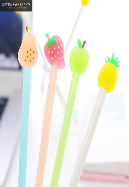 4pcs frutas gel pluma linda lápiz estacionario kawaii escolar suministros gel tinta escolar proveedores de la oficina de la estación de la estación de regalos 8309274