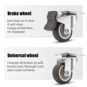 4 piezas muebles de muebles ruedas ruedas giratorias rueda para el rodillo para plataforma accesorios para la silla de carro para la rueda universal rueda de freno