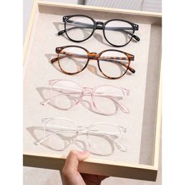 4pcs geometrisch frame kleurrijk plastic boho mode luipaard print roze zwart heldere bril voor vrouwen dagelijkse buitenschoolaccessoires