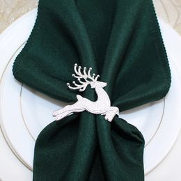 4pcs Gold Silver Deer Sonnets de serviette de Noël porte-anneaux de renne