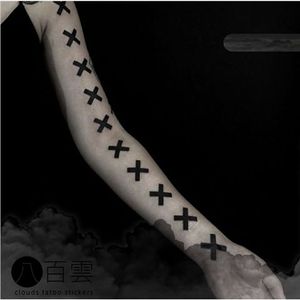 4 pièces Goth corps Suture croix tatouage autocollants étanche tatouage durable temporaire tatouages faux tatouage bras tatouage Anime Cosplay