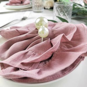 4pcs Gris Purple Linen Napkins Placemat Serviettes De Table Mariage Wedding Party Supply Banquet Banquet 30cm x 45cm