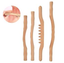 4pcs Guasha Stick Stick pour le cou de la taille du cou à l'épaule de la taille physique Point de massage naturel outil de soins de santé en bois naturel x07003340