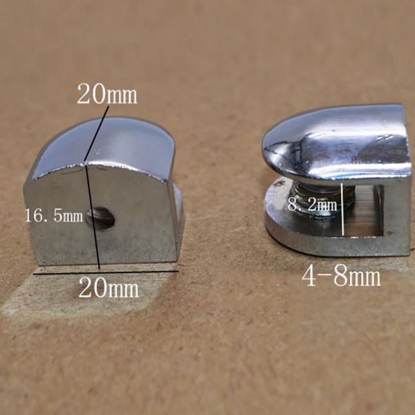 4pcs Pinces en verre à demi-rond Plane étagères en alliage de zinc supporte les clips de support d'angle à deux trous pour matériel de meuble de 8 mm