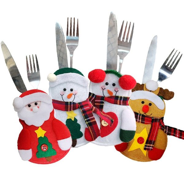 Ensembles de vaisselle de vacances 4PCS Sacs à couteaux et fourchettes de Noël