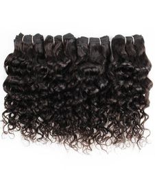 4 pièces paquets de cheveux humains vague d'eau 50gpc couleur naturelle indien mongol bouclés vierges extensions de tissage de cheveux pour court Bob Style8267225