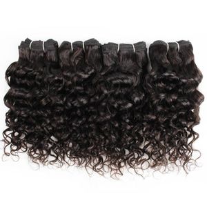 4 pièces paquets de cheveux humains vague d'eau 50gpc couleur naturelle indien mongol bouclés vierges extensions de tissage de cheveux pour court Bob Style7247744