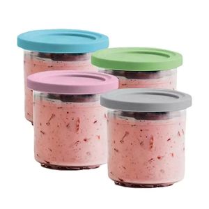 Gobelets de pintes de crème glacée pour NINJA CREAMI, série NC299AMZNC300s, pot de stockage de remplacement avec couvercles d'étanchéité, 4 pièces, 240307