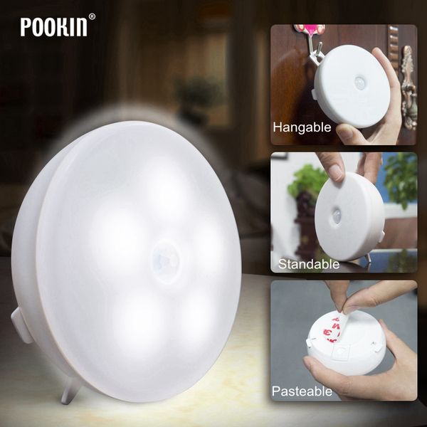 4pcs Intelligent Auto PIR Body Motion Sensor LED Induction Night Light Activé Applique Murale Smart Kitchen Cabinet Light Lamp 201028