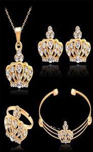 4pcs Bijoux Ensemble 18 km rempli d'or et collier de la couronne autrichienne Collier de bijoux de bijoux BraceLetring pour Wedding5885153