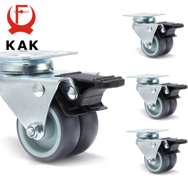 4pcs Kak Swivel Mute Wheel Faisclement de 2 pouces 60 kg de mobilier à rouleaux en caoutchouc souple Roues de meubles pour la table à manger du chariot