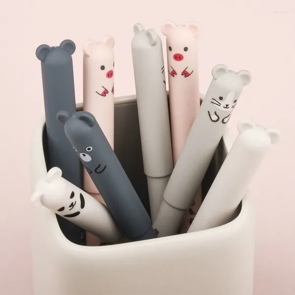 4 pièces Kawaii ours Panda souris Gel stylos papeterie Papeleria animaux mignons effaçable écriture stylo étudiant école fournitures de bureau