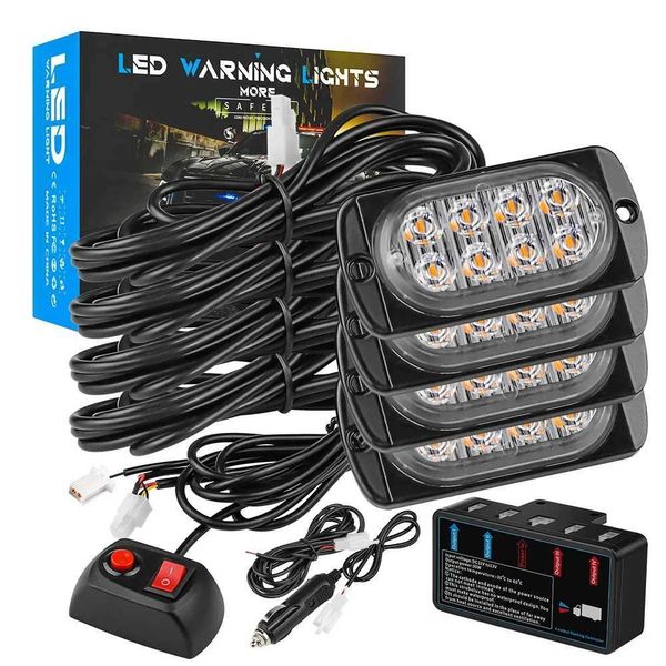 4 Uds LED 8SMD luz de advertencia estroboscópica para coche rejilla intermitente avería camión de emergencia remolque baliza lámpara lateral 12V