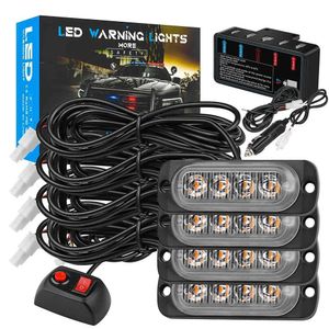 4 Stuks Led Ambulance Politie Brandweer Licht Auto Zwaailichten Constante Strobe Waarschuwing Auto-Styling Waterdichte Accessoires 12V