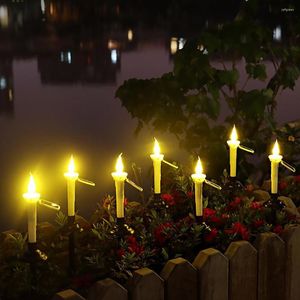 4 Uds. De luces LED electrónicas para velas, lámpara Solar resistente al agua con accesorios de puesta a tierra para decoración de jardín, iluminación exterior