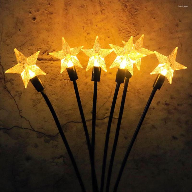 4pcs Led Solar Star Lights Decorative Landscape Ground Stake Lamp For Yard Patio Pathway Porch Outdoor Garden Decoration