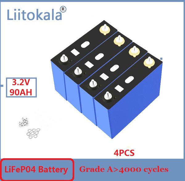 4pcs Liitokala 3.2V 90AH Lifepo4 Batterie grande capacité Nouvelle bonne batterie pour la voiture et le bateau