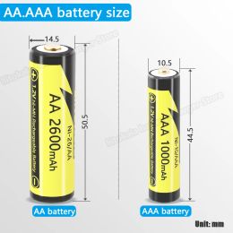 4pcs liitokala aaa 1000mAh / aa 2600mAh NIMH 1,2 V batterie rechargeable adaptée aux souris Toys, avec un support de batterie AAA / AA 1PC