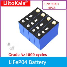 4 pièces LiitoKala lifepo4 batterie 3.2V 90Ah 105Ah pour 12V 24V voiture électrique chariot de golf extérieur solaire rechargeable